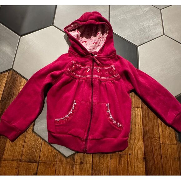 Vintage Disney Pink Fairy Tinkerbell Zip Hoodie Sweatshirt Embroidered Jacket 5T - Picture 1 of 5